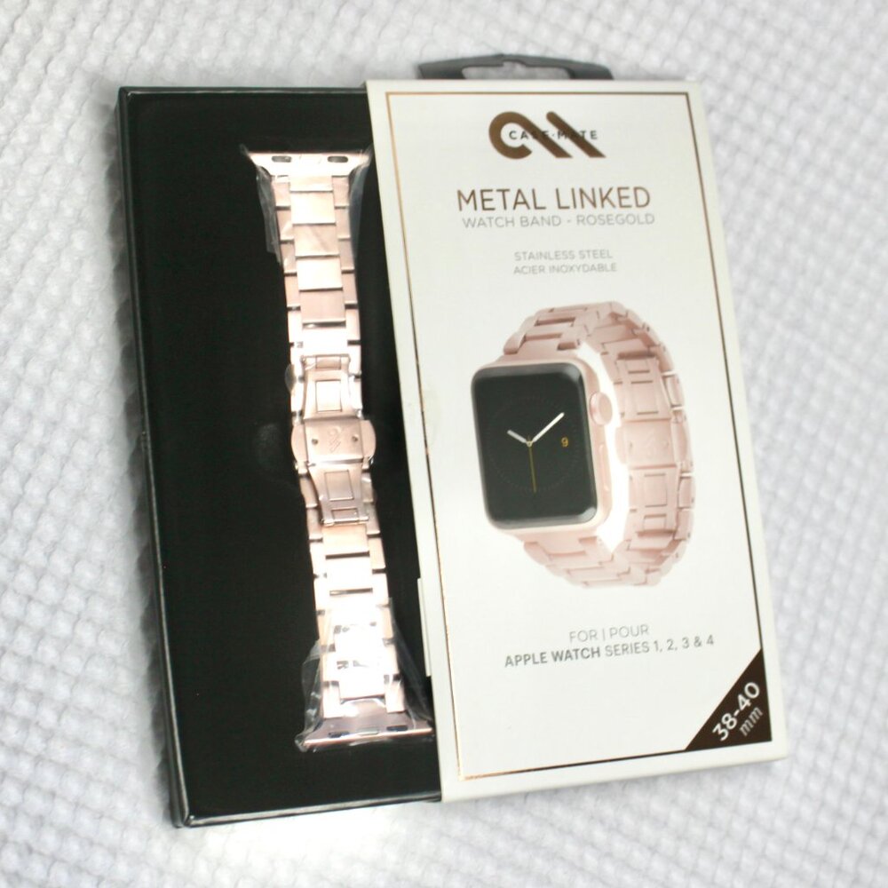 NWT Case-Mate Rose Gold Metal Linked Apple Watch Band Series 1-4 38-40 mm - Picture 3 of 5